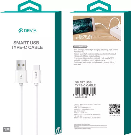 Devia - 1m (2.1A) USB to Type C Cable - White